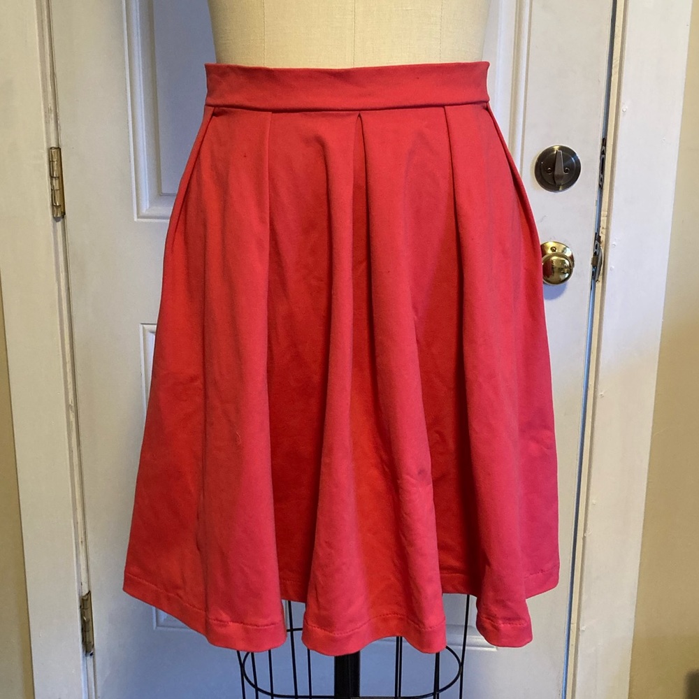Cynthia Rowley Red Knit A-Line Skirt L
